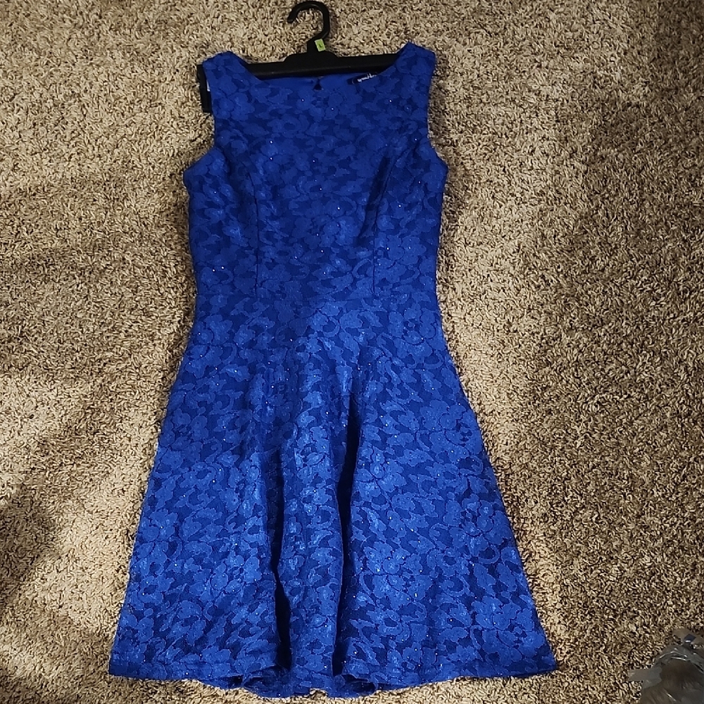 Speechless Royal Blue Floral Lace Midi Dress